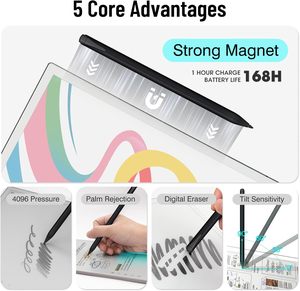 Lápiz Óptico Magnético REXIAO P23 para Paper Pro con Borrador, Lápiz Digital de Repuesto con Sensor de Inclinación y Punta Reemplazable - Product Image 3