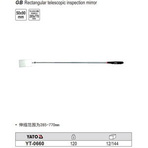 YATO <b>Rectangular</b> Telescopic Inspection <b>Mirror</b> 50x90mm 285-770mm Extendable Car Repair Tool - Product Image 1