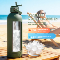 Bouteille d'eau isotherme en acier inoxydable de 750 ml, grande capacité, finition caoutchoutée mate, avec paille, pour le cyclisme