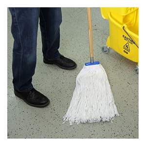 Boardwalk 32 oz. Cabezal de Mopa Plano Económico Blanco con Mango Telescópico, 12 Unidades por Caja, Almohadilla Rectangular para Mopa Plana para Uso con Agua - Product Image 1