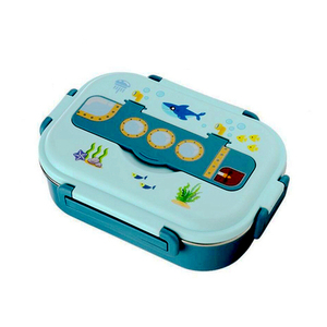 Three Grid Lunch Box Bento Plastic 3 Compartment Stainless Steel Container Kinder School Kid Cute Kawaii Lunchbox