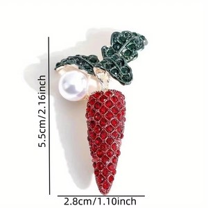 Perle Strass Carotte Broche Femme Cent Tempérament Fruits et Légumes Pins Robe Manteau Corsage - Product Image 4