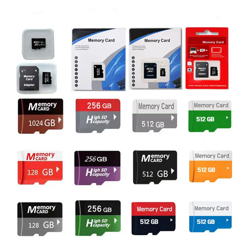 핫 세일 메모리아 TF SD 카드 64gb 2gb 4gb 8 gb 16gb 32gb 128 gb 512gb 128 gb 사용자 정의 메모리 카드 MP4 카메라 휴대 전화