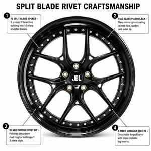 Nuevas llantas forjadas <span class=keywords><strong>JBL</strong></span> de 18-26 pulgadas, de 2 piezas, negro brillante, con 10 radios divididos y borde remachado, 5x112 5x120, para coches deportivos de alto rendimiento. - Product Image 5