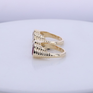 Anillo de Compromiso para Mujer Starsgem, Oro Amarillo de 10K, Diseño de Doble Corazón, Diamante de Laboratorio de 2ct, Corte Brillante, Certificado IGI, Color Rosa - Product Image 3