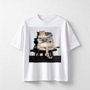 Camiseta Unisex Divertida con Estampado de Gato en la Bañera '<span class=keywords><strong>How</strong></span> to Be Rich', Estilo Vintage Lavado, Negra, Holgada, Informal, de Manga Corta para Hombre - Product Image 5