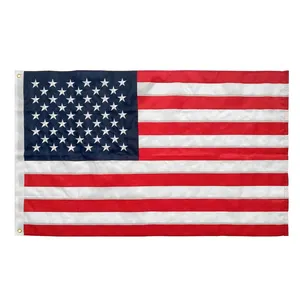 Popular 2023 Bordado grande EUA americanos Bandeira Luxo Waterproof Bordado Bandeira e Banners de Estados Unidos para exterior