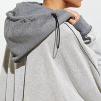 Sweat à capuche oversize en coton épais brodé pour homme, style streetwear, avec poche et coutures inversées, style hip-hop
