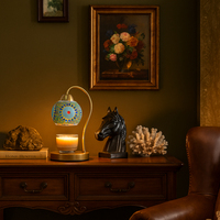Lampe à parfum rétro pour la décoration de la maison, lampe de chevet avec abat-jour en mosaïque, veilleuse, température réglable, minuterie électrique, chauffe-cire