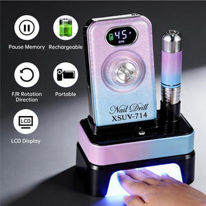 Appareil <span class=keywords><strong>professionnel</strong></span> portable rechargeable 2-en-1 <span class=keywords><strong>pour</strong></span> salon de manucure, perceuse à ongles électrique 45000 tr/min avec lampe UV - Product Image 2