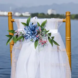 Elegante Seidenrosen künstliche Blumen Hochzeit Weihnachtsfeier Versorgung Stuhl Tafel Gang Dekoration Hochzeit Zierpflanzen