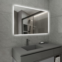 Cermin Kamar Mandi LED Berbingkai Putih dengan Lampu Hangat yang Dapat Diubah, Cermin di Atas Meja Rias, Dekorasi Dinding Kamar Mandi Modern, Kontrol Sentuh