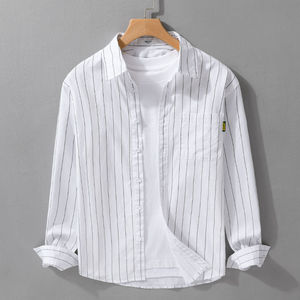 <span class=keywords><strong>Camicia</strong></span> <span class=keywords><strong>a</strong></span> <span class=keywords><strong>Righe</strong></span> in <span class=keywords><strong>Lino</strong></span> <span class=keywords><strong>a</strong></span> Maniche Lunghe, Trendy, Ampia, Casual, Fresca e Versatile, <span class=keywords><strong>Camicia</strong></span> Formale da <span class=keywords><strong>Uomo</strong></span> in <span class=keywords><strong>Lino</strong></span> - Product Image 5