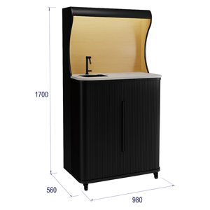 Gabinetes de Comedor Modernos Negros OLLY para Sala de Estar, Puerta Corredera, <span class=keywords><strong>2</strong></span> Cajones, 5+ Compartimentos, Panel Trasero Curvo de Melamina, Garantía de 5 Años - Product Image 6