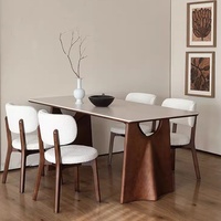 Ensemble de table à manger moderne en bois naturel et dalle de pierre, résistant à l'eau et aux taches, table à manger de salon pour 4 personnes