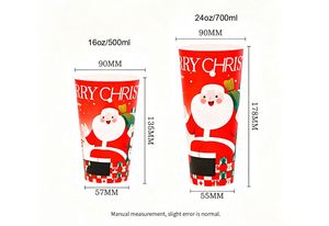 Ready to Ship IML Christmas <b>Plastic</b> <b>Cups</b> 16oz 24oz Injection PP Milk Tea <b>Cups</b> 500ml 700ml 5 Mixed Patterns Holiday Juice <b>Cups</b> - Product Image 2