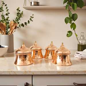 Handcrafted Hammered Copper <b>Canister</b> <b>Set</b> with Lids, Decorative Kitchen Storage Jars for Spices, Tea, Coffee & Dry Fruits - Product Image 6