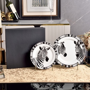 Service à thé et soucoupe en porcelaine fine motif zèbre noir et blanc, écologique, collection 2026, pour la décoration intérieure et les cadeaux - Product Image 3