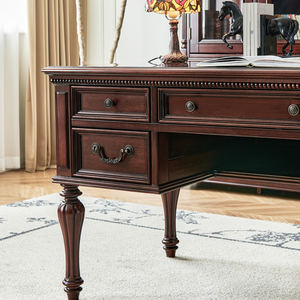 अमेरिकी शैली की ठोस लकड़ी डेस्क कुर्सी ने गोल्डन रेशम के टीक परेशान फिनिश मोर्टिज निर्माण गृह कार्यालय फर्नीचर स्थापित किया - Product Image 4