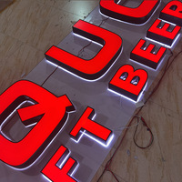 Enseigne 3D personnalisée en acrylique rétroéclairée par LED, lettres en acier inoxydable épaisses, publicité pour les centres commerciaux, les magasins, les bureaux, les immeubles commerciaux