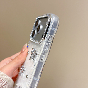 เคสโทรศัพท์ลายเปลือกหอยประดับเพชรทรงโบว์ สำหรับ iPhone 18 17 16 15 Pro Max  พื้นผิวเหลือบรุ้ง ลายคลื่นไล่เฉดสี - Product Image 5