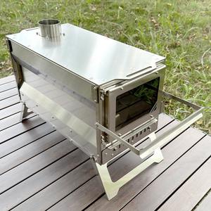 التخييم في الهواء الطلق للطي المحمولة الفولاذ المقاوم للصدأ موقد الفحم ودية سخان سطح المكتب لتسخين خيمة المعادن - Product Image 1