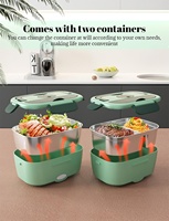 Nouvelle boîte à lunch électrique portable de luxe en acier inoxydable 304, sans eau, à double niveau, 2 compartiments, 220V, chauffage à température constante
