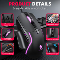 Ratón para Juegos con Cable T-WOLF G540, 7D con Programación de Macros, Ratón para Deportes Electrónicos, 7200 DPI, Retroiluminación LED, Ergonómico para Computadora de Escritorio
