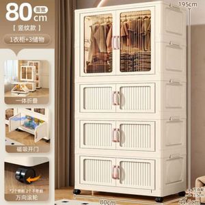 Haogle 3-Layer Double Door Folding Stackable Plastic Children's <b>Wardrobe</b> Space-Saving Modern Design Bedroom Furniture Large - Product Image 6