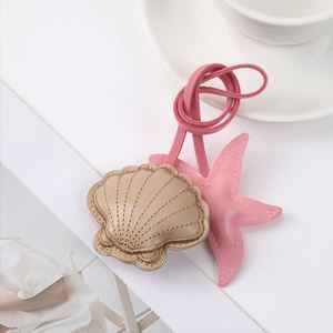 Macaron Color Pu Leather Starfish Shell Pendant Decorative <b>Bag</b> <b>Charm</b> Cute Ocean Themed Gift Keychain for Women - Product Image 4