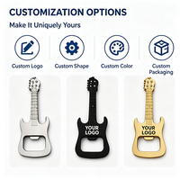 Décapsuleur publicitaire en métal en forme de guitare 3D avec logo personnalisé, aimant de réfrigérateur en acier inoxydable