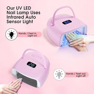Professional 60W Rechargeable UV LED Nail Lamp 42pcs Lamp Beads & 4 <b>Timers</b> Portable Handle for Gel Nail Drying at Home - Product Image 4