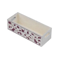 Franse Huisdieren Multifunctionele Rechthoek Houten Feeder Box Met De Hand Gesneden Kattenvoer Opslag Met Stijlvol Ontwerp