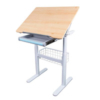 Escritorio de Madera Multifuncional para Niños, Ajustable en Altura y Abatible, para Dibujar y Escribir