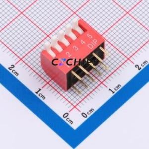 DSDP-05-R DIP Switch Through hole Component (THT) Switch Piano Key 5 2.54mm Red - Product Image 1