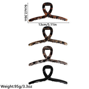 Pinza de Pelo Vintage con Estampado de Leopardo, Diseño Cruzado Grande, Pinza de Pelo con Puntos, Accesorio de Pelo Elegante de Plástico Brillante - Product Image 3