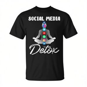 T-shirt Social Media Detox Anti Smartphone Digital Detox Yoga Design Unisexe Taille adulte - Product Image 2
