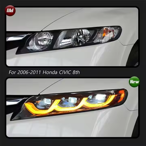 Aggiornamento per Honda <span class=keywords><strong>Civic</strong></span> 8a Generazione 2006-2011, Gruppo Fari Anteriori Modificato con Luci Diurne <span class=keywords><strong>LED</strong></span> e Indicatori di Direzione a Scorrimento - Product Image 2