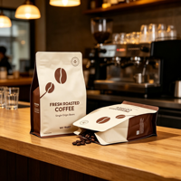 Sacs d'emballage personnalisés pour grains de café, pochettes mates à fond plat, refermables avec fermeture éclair, pour un arôme intense, pour grains de café frais