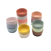 Bol en silicone à rayures pour bébé Vaisselle d'entraînement pour enfants, souple, pliable et antidérapante, personnalisé