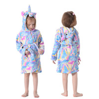 Prix direct usine dessin animé Animal Unicornio bébé remplacement bain mignon flanelle longue Robe
