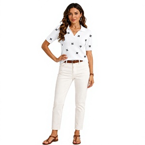 Polo en coton mélangé respirant pour femme, haut léger et doux à manches courtes pour l'été - Product Image 5