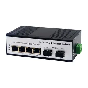Industrieller SFP-zu-RJ45-Ethernet-Medienkonverter 10/100/1000Mbps 4 Netzwerk anschluss 1 SFP-Steckplatz Din-Rail-Glasfaser-Transceiver