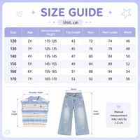 Ensemble 2 pièces tendance pour filles, haut polo rayé sans manches, pantalon large en jean à imprimé étoile, tenues décontractées à la mode européenne pour enfants