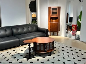 Midcentury Modern Wood Coffee <b>Table</b> with <b>Storage</b> Oval Design Living Room Furniture - Product Image 3
