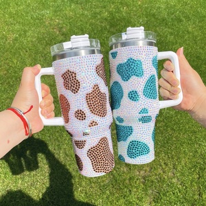 Coffee Mug Wholesale Bulk Cow Print Rhinestone Bling Tumbler Chocolate Milk <strong>Cowprint</strong> 40oz Tumbler Cow Print Tumbler - Product Image 6