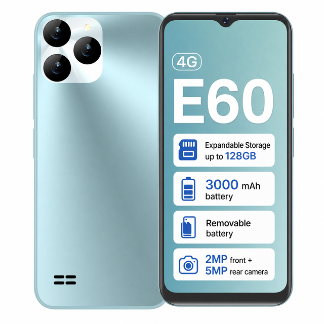 E60 4G Smartphone 6.5" LCD HD Android 15 OS Bulk Cheap Custom Logo Celulares Phone Custom Phone