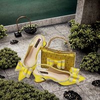 Chaussures à talons compensés élégantes jaunes imprimées respirantes et imperméables pour mariée, 5,8 cm, à enfiler, collection été 2026