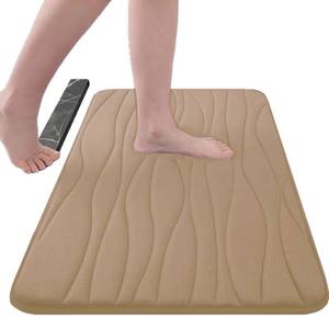 พรมเช็ดเท้าขนปุยรูปทรงสี่เหลี่ยมผืนผ้า ลายคลื่น ดูดซับน้ำได้ดี ดีไซน์เรียบง่าย สำหรับห้องน้ำ ห้องครัว ห้องทำงาน - Product Image 4