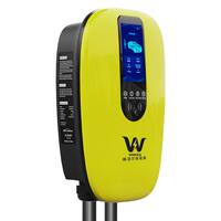 Chargeur mural AC de type 2 pour véhicules électriques, monophasé, 7 kW, 11 kW, 22 kW, borne de recharge rapide EVSE, affichage LCD, borne de recharge pour véhicules électriques